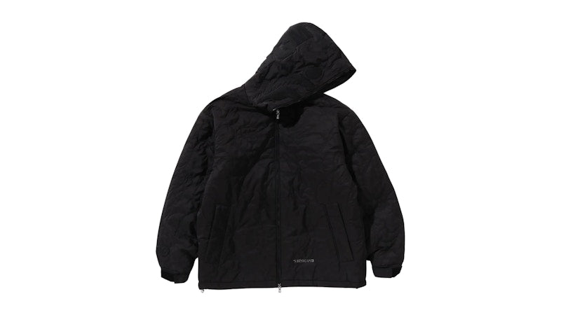 BAPE Line Camo Quilted Nylon Shark Full Zip Jacket Black
