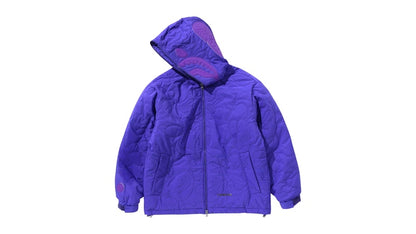 BAPE Line Camo Quilted Nylon Shark Full Zip Jacket Purple