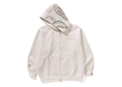 BAPE Line Camo Quilted Shark Relaxed Fit Full Zip Hoodie Ivory