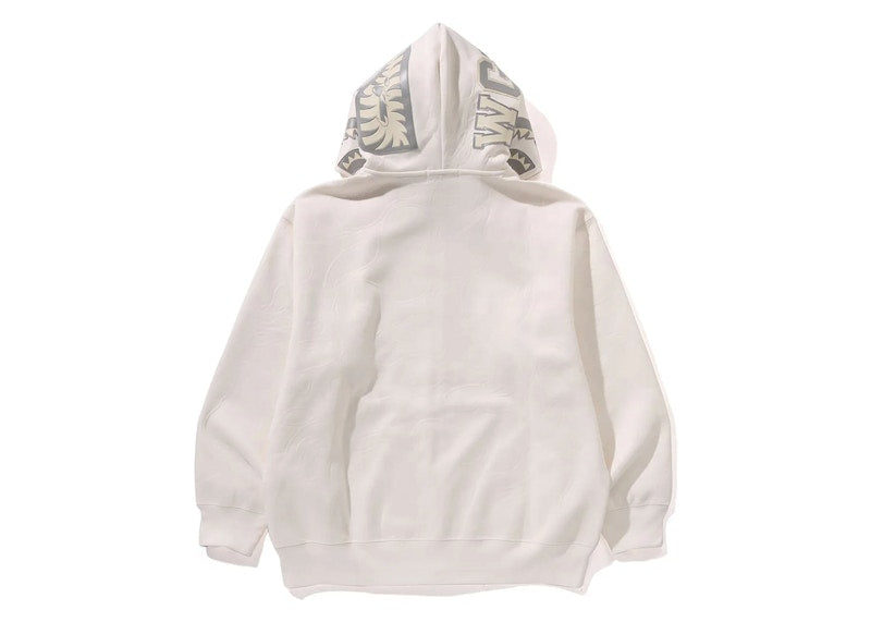 BAPE Line Camo Quilted Shark Relaxed Fit Full Zip Hoodie Ivory