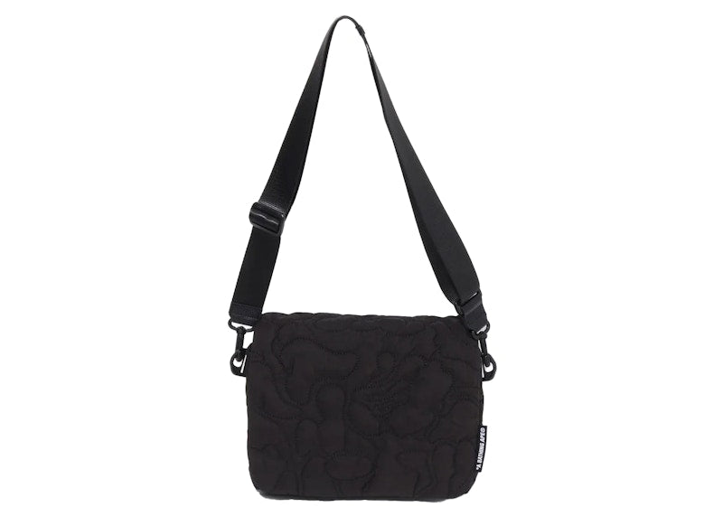 BAPE Line Camo Quilted Shoulder Bag Black