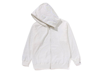 BAPE Line Camo Terry Towel Shark Zip Hoodie White