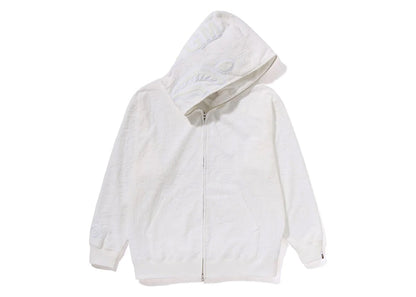 BAPE Line Camo Terry Towel Shark Zip Hoodie White