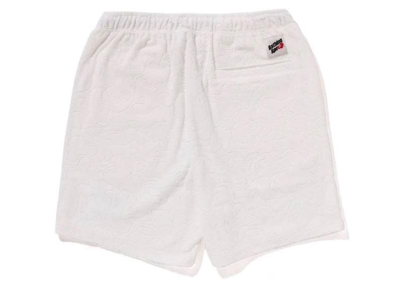 BAPE Line Camo Terry Towel Shorts White