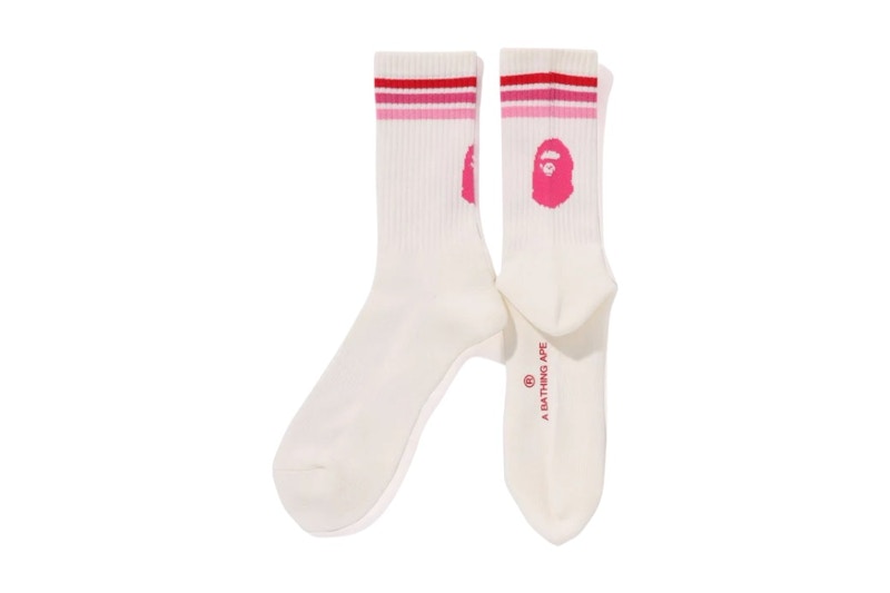 BAPE Line Socks Pink