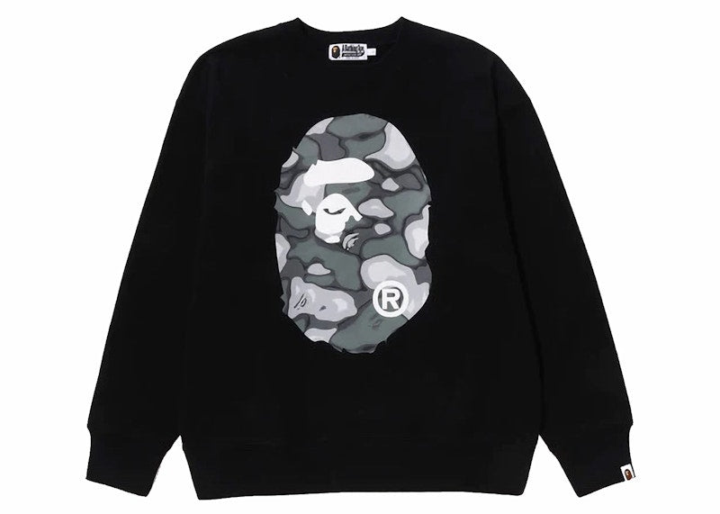 BAPE Liquid Camo Ape Head Relaxed Fit Crewneck Black