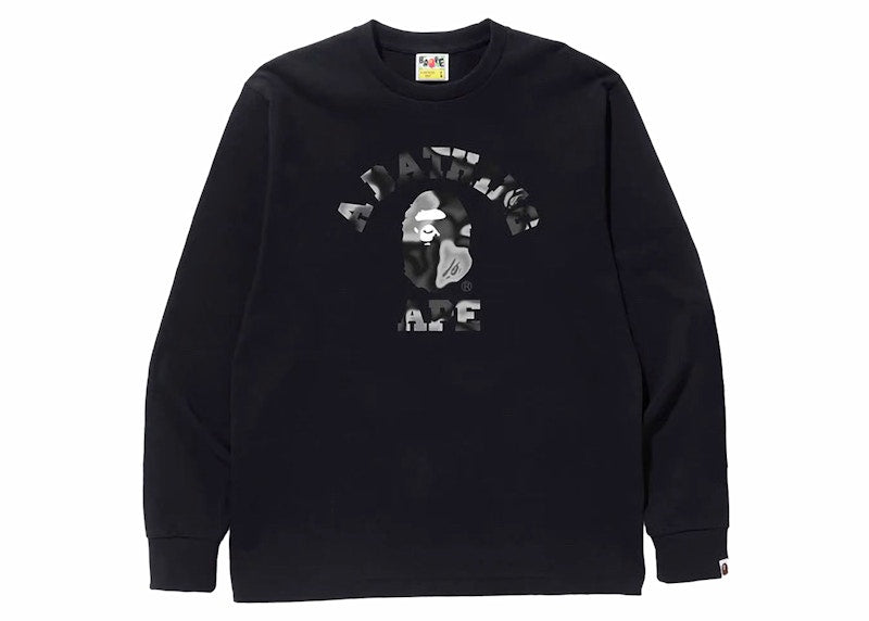 BAPE Liquid Camo College L/S Tee Black
