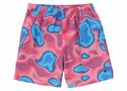 BAPE Liquid Camo One Point Beach Shorts Pink