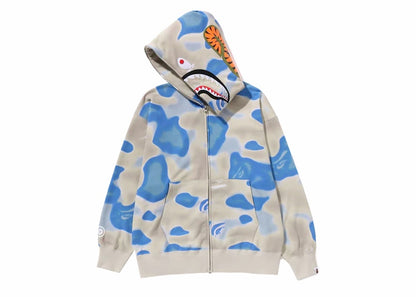 BAPE Liquid Camo Shark Relaxed Fit Full Zip Hoodie Blue