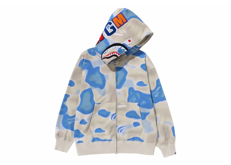 BAPE Liquid Camo Shark Relaxed Fit Full Zip Hoodie Blue