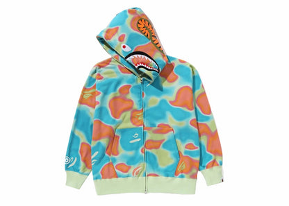 BAPE Liquid Camo Shark Relaxed Fit Full Zip Hoodie Green