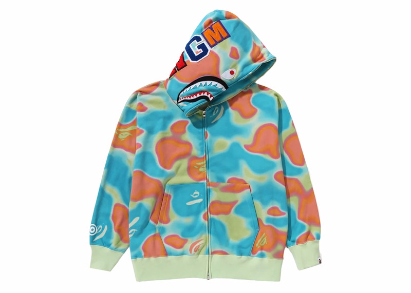 BAPE Liquid Camo Shark Relaxed Fit Full Zip Hoodie Green
