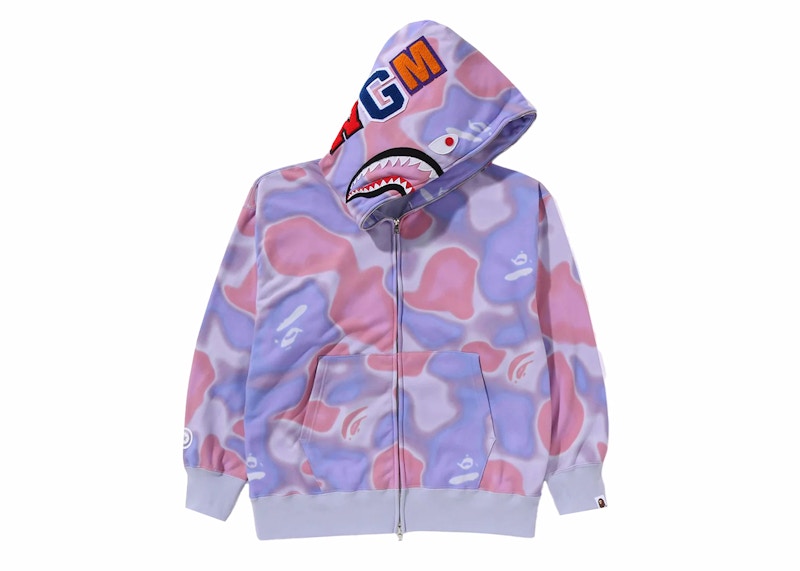 BAPE Liquid Camo Shark Relaxed Fit Full Zip Hoodie Purple