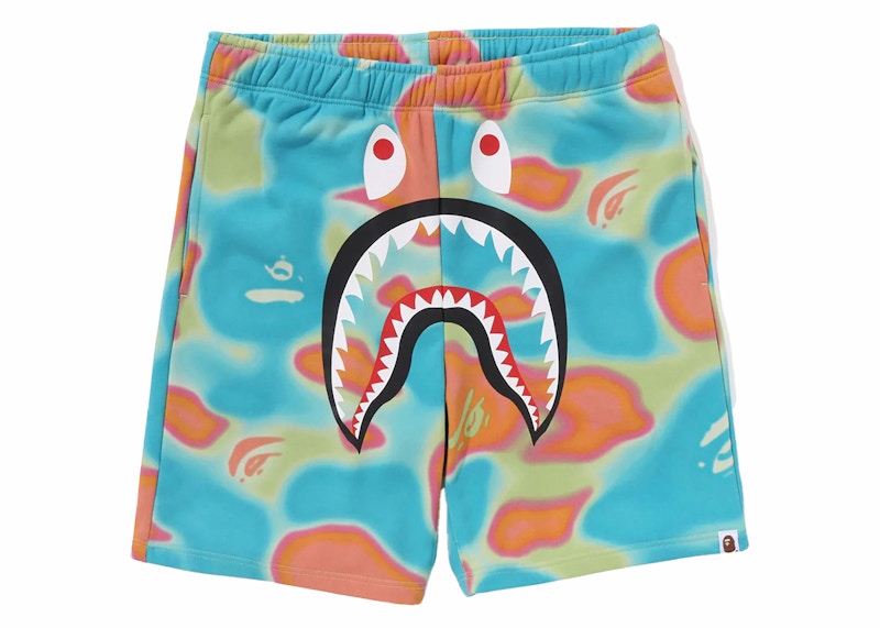 BAPE Liquid Camo Shark Sweat Shorts Green