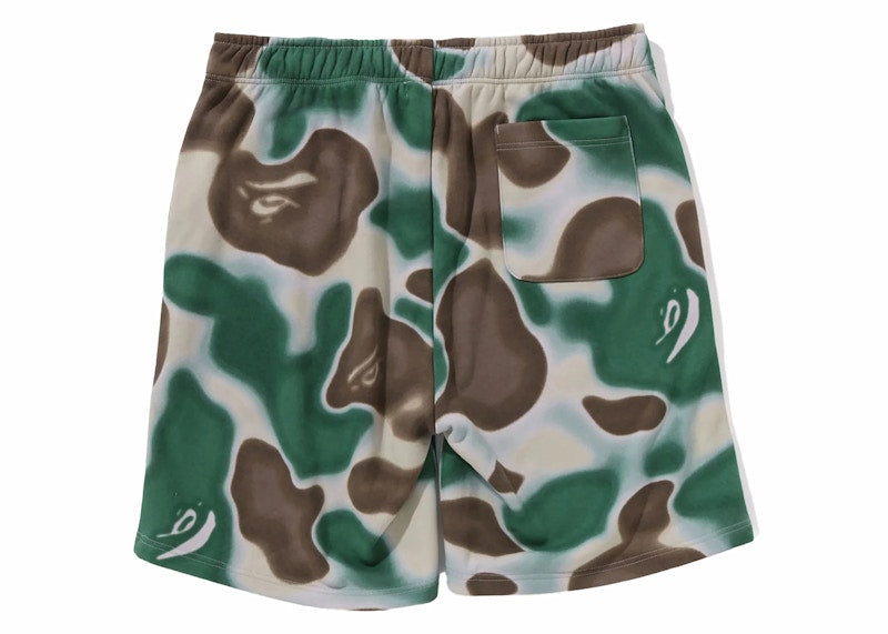 BAPE Liquid Camo Shark Sweat Shorts Olivedrab