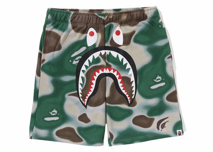 BAPE Liquid Camo Shark Sweat Shorts Olivedrab