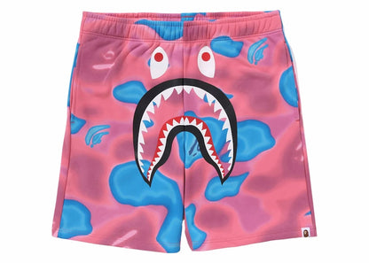 BAPE Liquid Camo Shark Sweat Shorts Pink