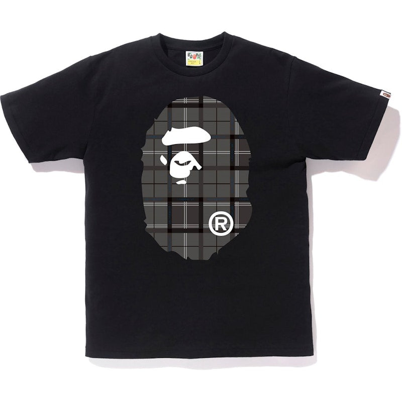 BAPE Logo Check Big Ape Head Tee Black/Black
