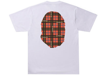 BAPE Logo Check Big Ape Head Tee White/Red