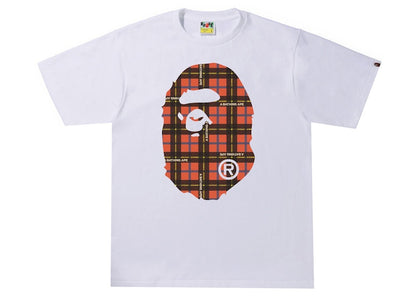BAPE Logo Check Big Ape Head Tee White/Red