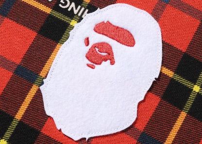 BAPE Logo Check Loose Fit Crewneck Red