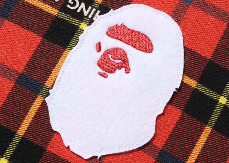 BAPE Logo Check Loose Fit Crewneck Red