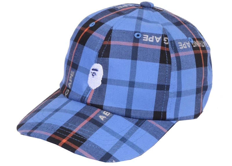 BAPE Logo Check Panel Cap Blue