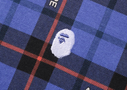 BAPE Logo Check Relaxed Fit Polo Blue