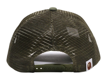 BAPE Logo Cotton Panel Mesh Cap Olivedrab