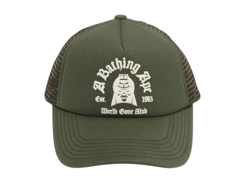 BAPE Logo Cotton Panel Mesh Cap Olivedrab