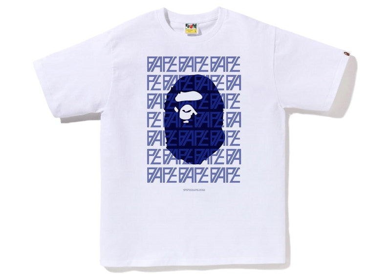 BAPE Logo Monogram Tee White Navy