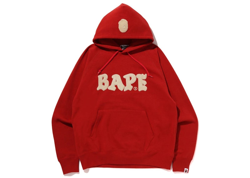 BAPE Logo Relaxed Fit Pullover Hoodie (FW22) Red