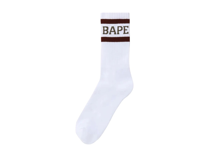 BAPE Logo Socks White/Burgundy