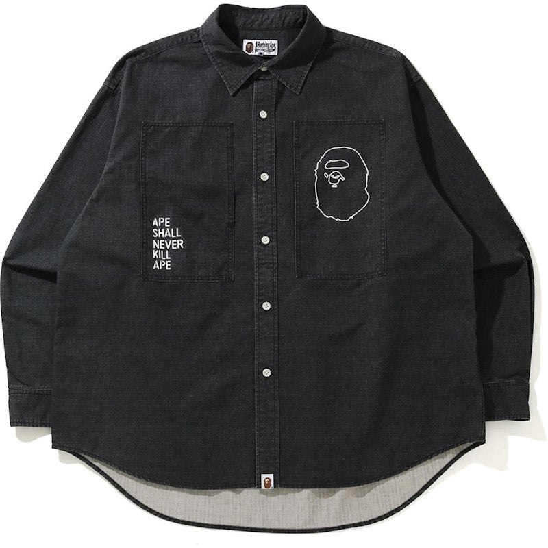 BAPE Loose Fit Ripstop Shirt Black