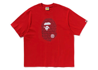 BAPE Lux Sport Pattern Ape Head Relaxed Fit Tee Red