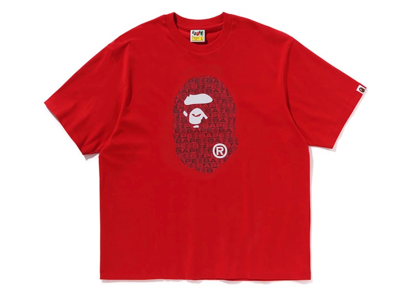 BAPE Lux Sport Pattern Ape Head Relaxed Fit Tee Red