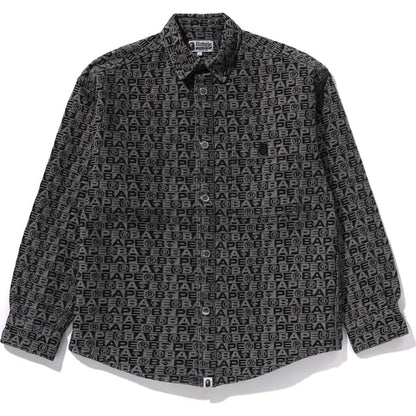 BAPE Lux Sport Pattern Jacquard 10oz Denim Shirt Black