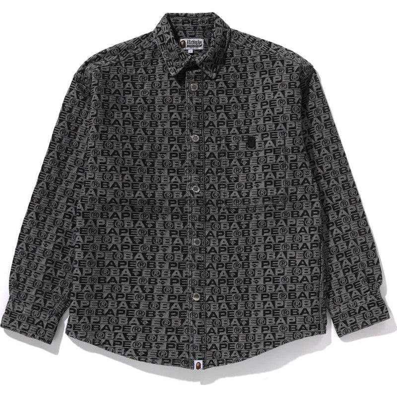 BAPE Lux Sport Pattern Jacquard 10oz Denim Shirt Black