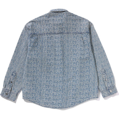 BAPE Lux Sport Pattern Jacquard 10oz Denim Shirt Light Indigo