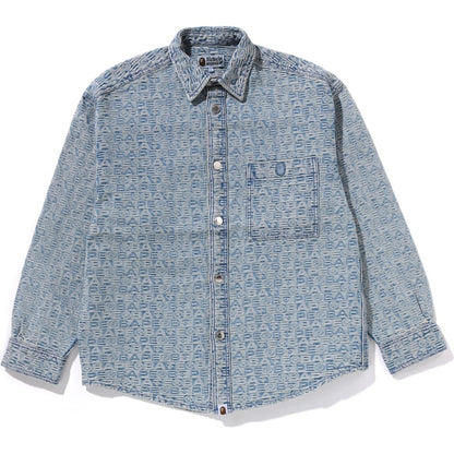 BAPE Lux Sport Pattern Jacquard 10oz Denim Shirt Light Indigo