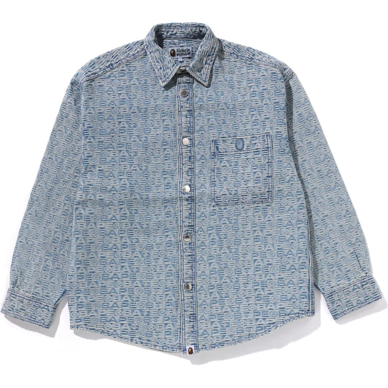 BAPE Lux Sport Pattern Jacquard 10oz Denim Shirt Light Indigo