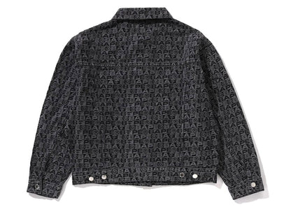 BAPE Lux Sport Pattern Jacquard 13oz Denim Trucker Jacket Black