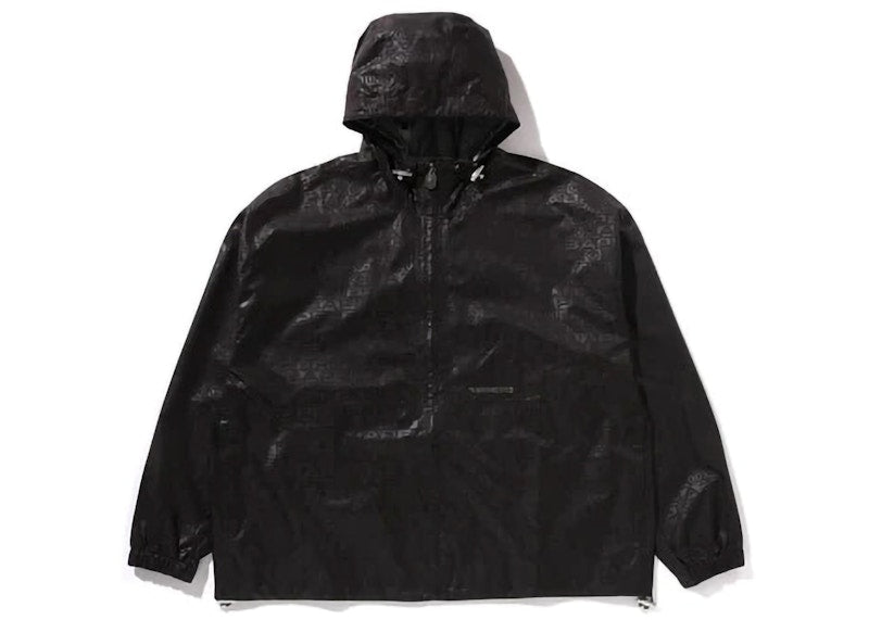 BAPE Lux Sport Pattern Jacquard Nylon Hooded Jacket Black