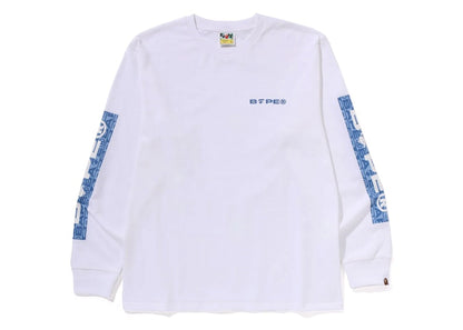 BAPE Lux Sport Pattern Logo L/S Tee White