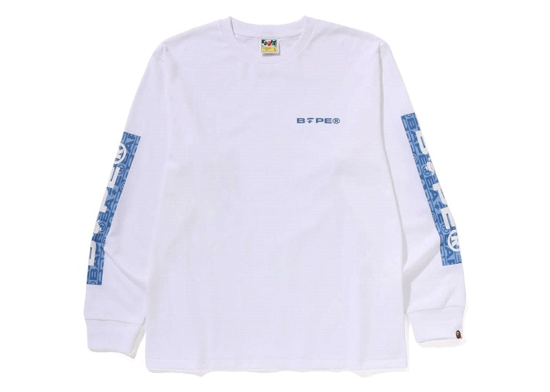 BAPE Lux Sport Pattern Logo L/S Tee White