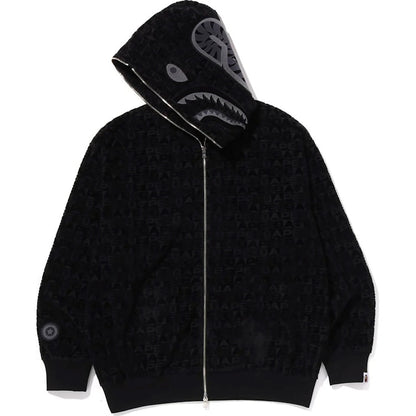 BAPE Lux Sport Pattern Shark Relaxed Fit Full Zip Hoodie Black