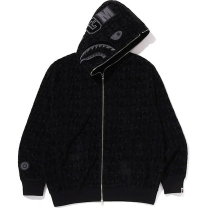 BAPE Lux Sport Pattern Shark Relaxed Fit Full Zip Hoodie Black
