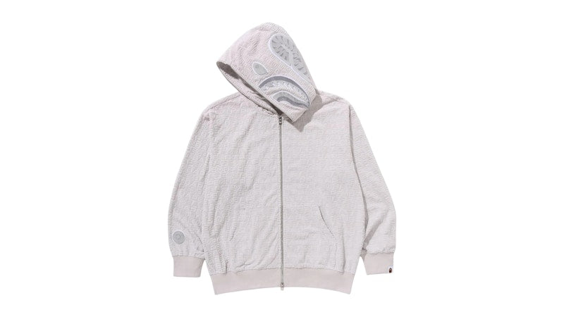 BAPE Lux Sport Pattern Shark Relaxed Fit Full Zip Hoodie Gray