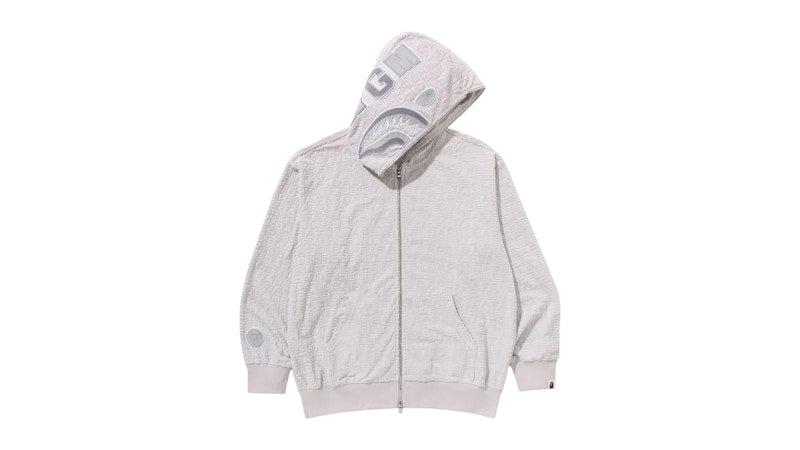 BAPE Lux Sport Pattern Shark Relaxed Fit Full Zip Hoodie Gray