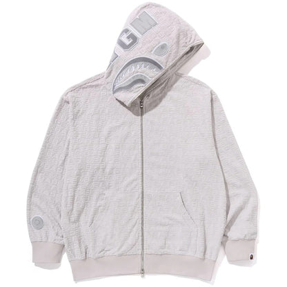 BAPE Lux Sport Pattern Shark Relaxed Fit Full Zip Hoodie Grey